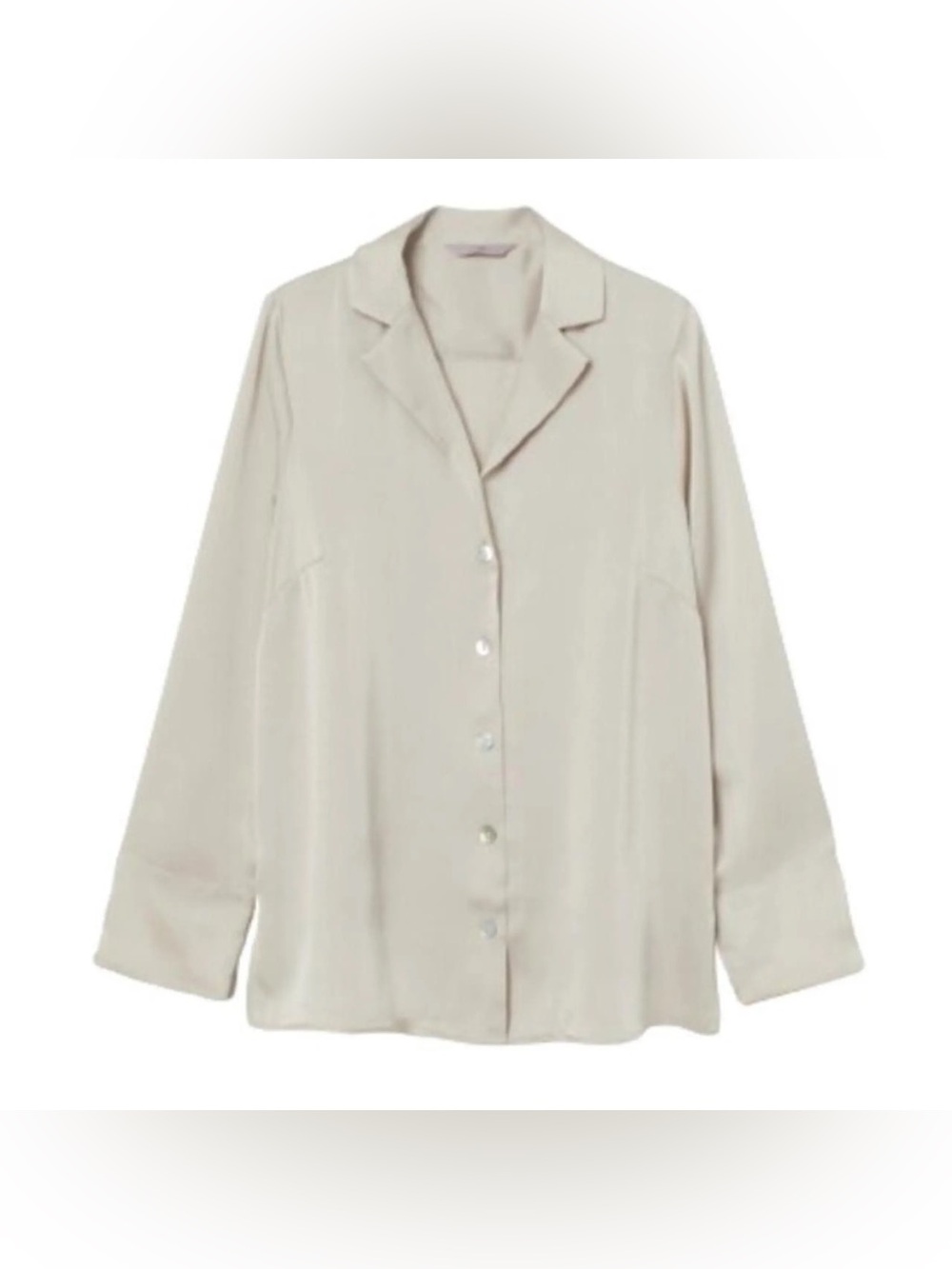 H&M Cream Button-Down Long-Sleeve Blouse